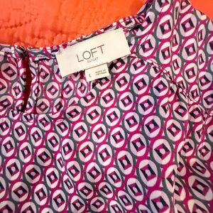 LOFT Pink and Gray Patterned Top
